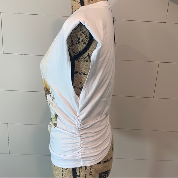 AFRM Palm Tree Post Card Graphic Ruched T Shirt XS - Picture 2 of 6